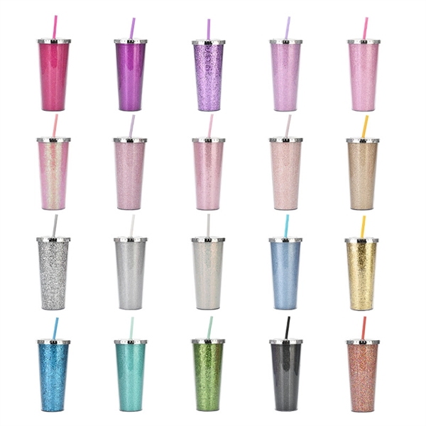 24 oz Diamond Shine Tumblers with Lids and Straws