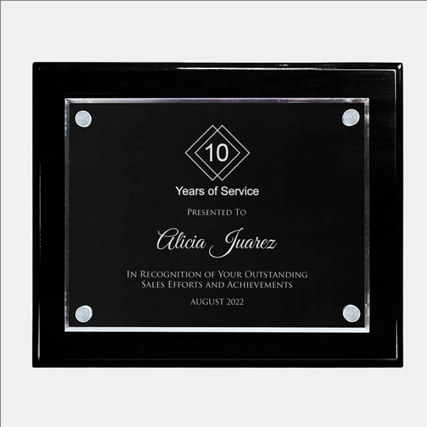 Blackwood Piano Finish Wall Plaque w/ Floating Glass- Medium