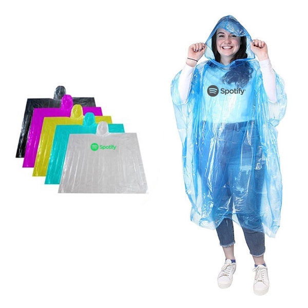 Disposable Rain Poncho With Hood