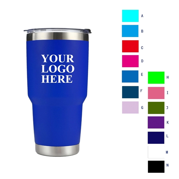 30 oz. latitude Rubberized Stainless Steel Mugs with an Easy