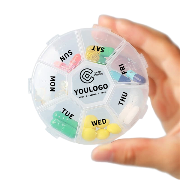 One Week 7-Day Transparent White Plastic Pill Box Case