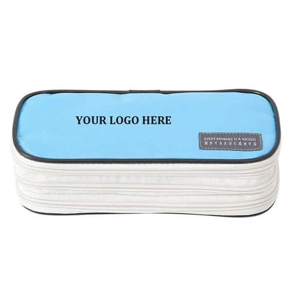 3 Compartments Zipper Pencil Bag