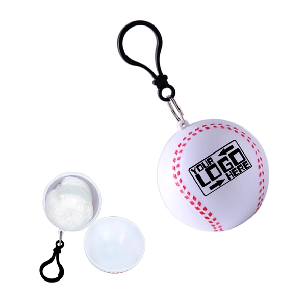 Custom Rain Poncho in Baseball Shaped Twist-Open Ball