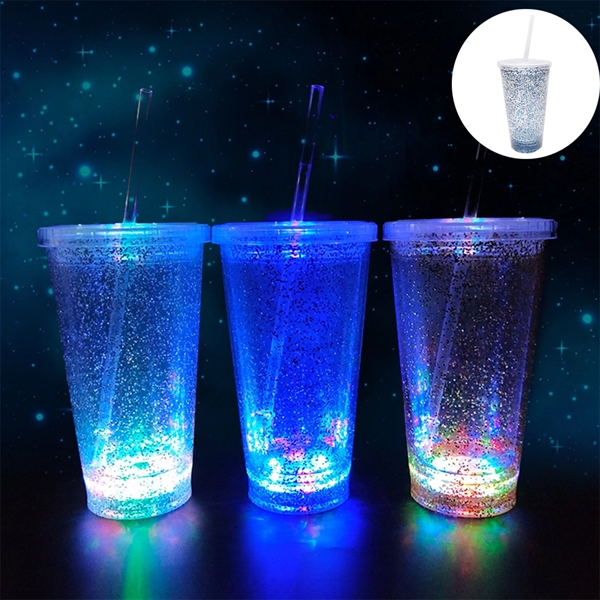 Led Light Up Travel Mug Tumbler With Straw