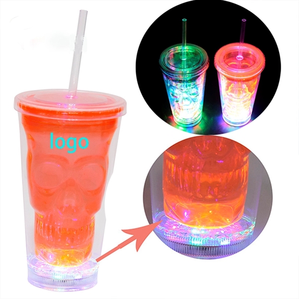 Halloween Glowing Skull Straw Cup