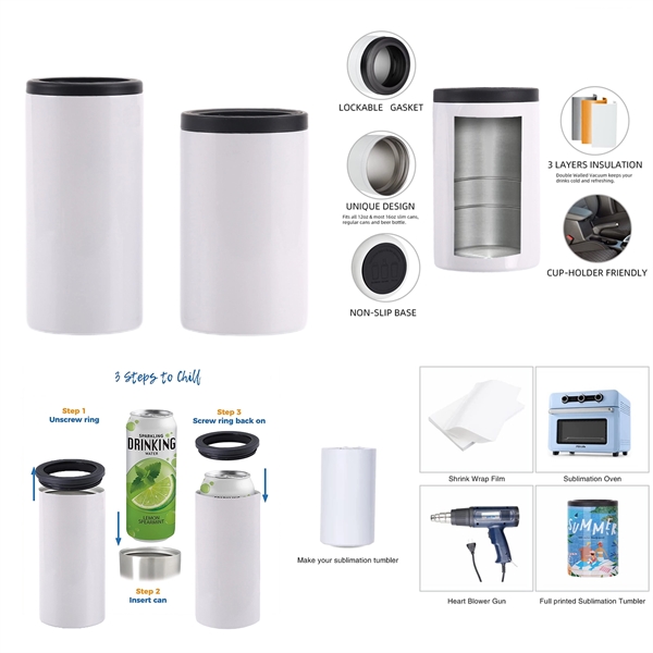 12oz  Insulated Can Cooler Stainless Steel Regular or Slim