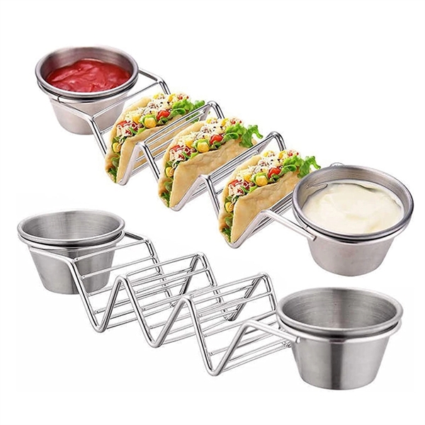 Stainless Steel Taco Holder w/ Salad Cup