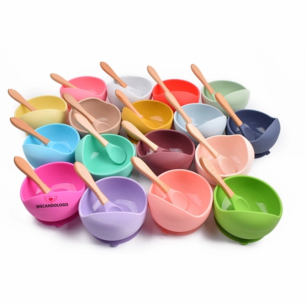 Baby Silicone Suction Cup Bowl Spoon Set