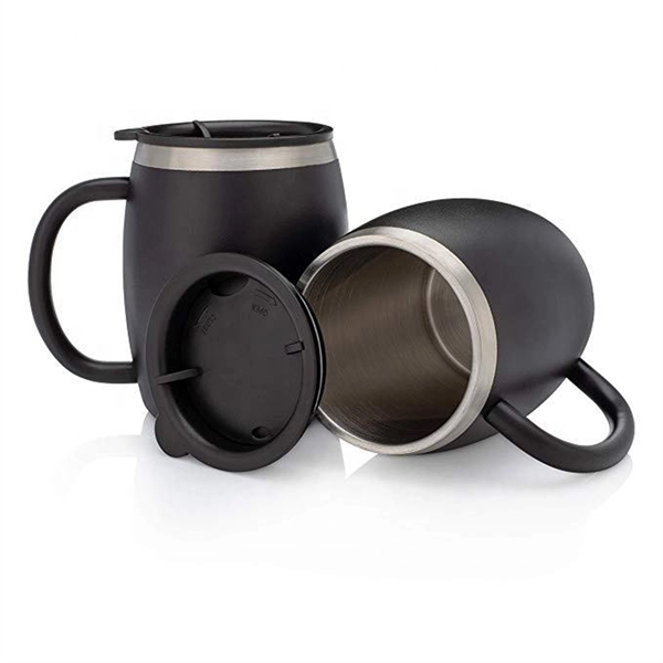 14 Oz. Double Wall Beer Mug With Lid & Handle