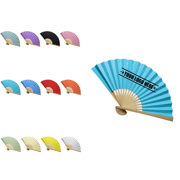 Customized Hand Held Bamboo Paper Folding Fan