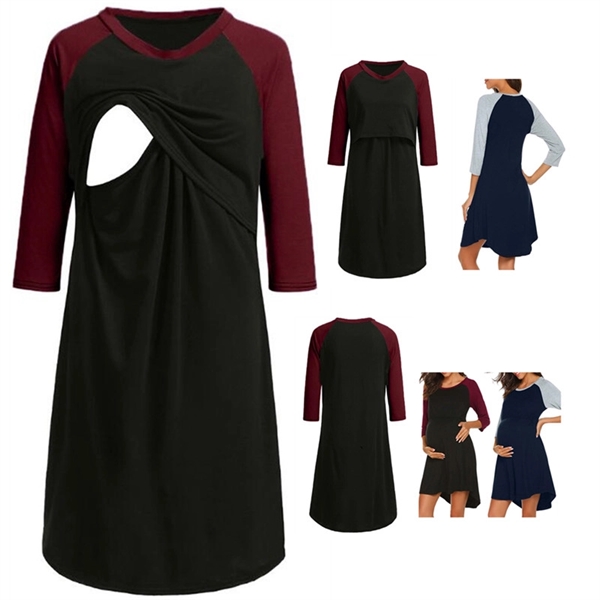 Round Neck Breastfeeding Dress