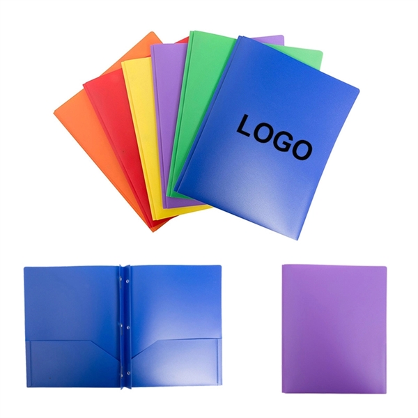 Plastic A4 File Document Folder with 2 Pockets and 3 Hole