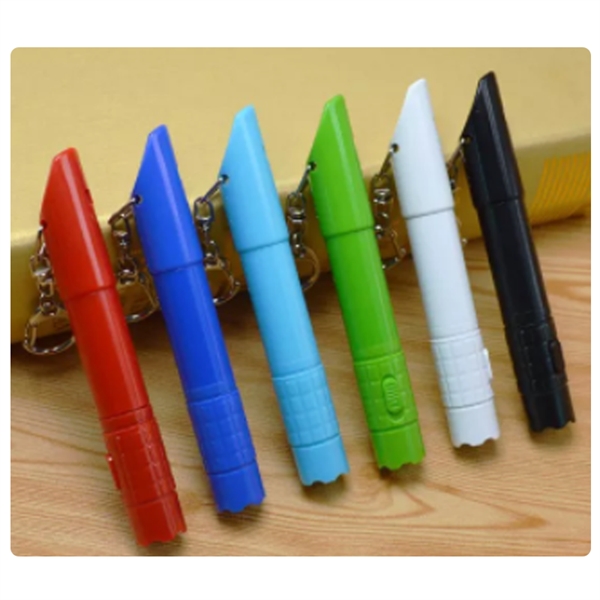 Plastic Flashlight Whistle with Keychain