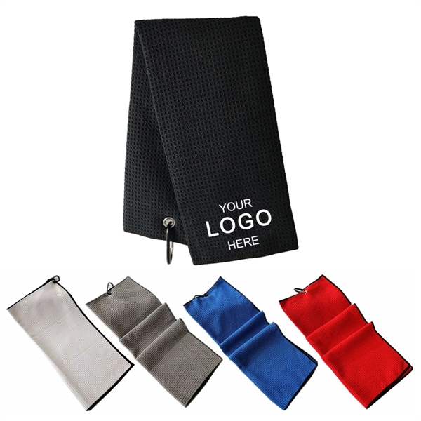 Embroidered Microfiber Waffle Golf Towel