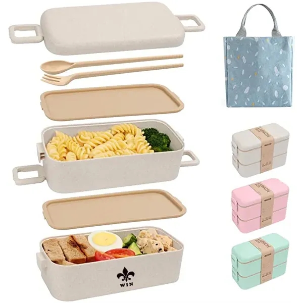 2 Layer Wheat Straw Bento Lunch Boxes
