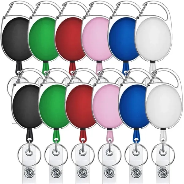 Retractable ID Badge Holder Carabiner w/Belt Clip/Key Ring