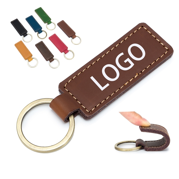 Vintage Laserable PU Leather Keychain