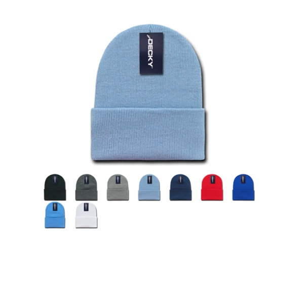 Decky Blank Cuff Beanie, Long Knit Cap