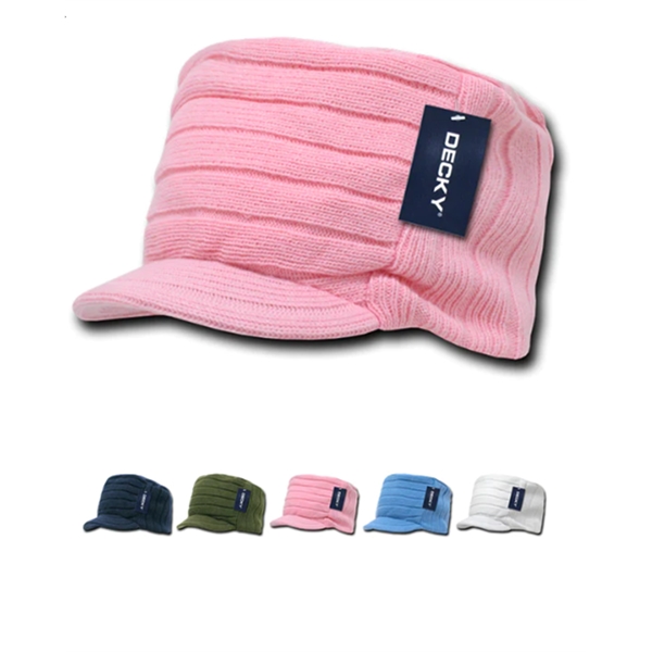 Knitted Flat Top Cap with Visor