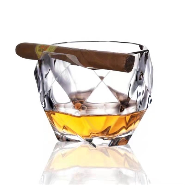 Whiskey Glass With Indented Cigar Rest