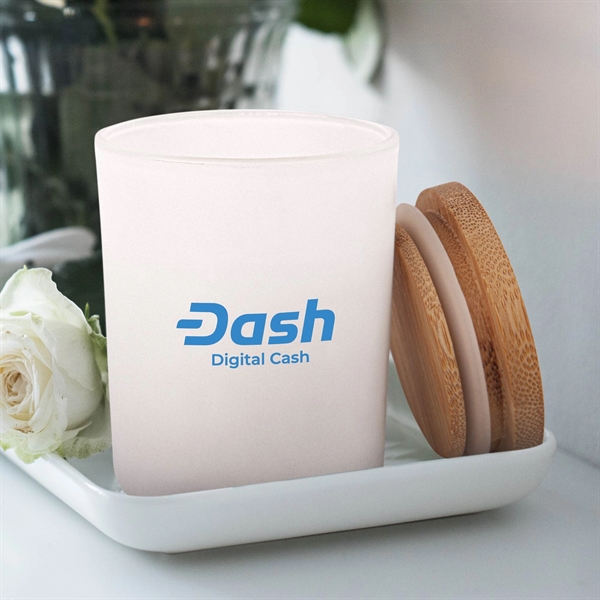 Vanilla-Scented Soy Wax Candle in Glass Jar w/Bamboo Lid (La