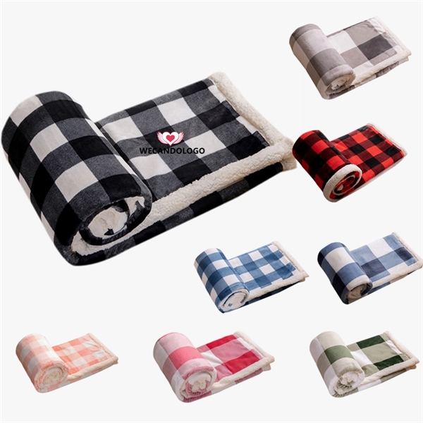 Sherpa Plaid Fleece Throw Blanket