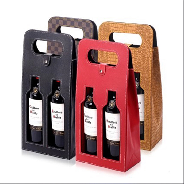 Double Bottle PU Wine Bag