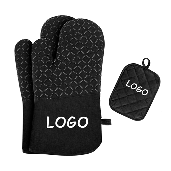 Silicone Grilling Oven Mitt & Pot Holder Set