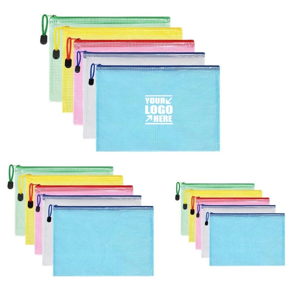 Waterproof Plastic Mesh Zipper Document Envelopes Folder
