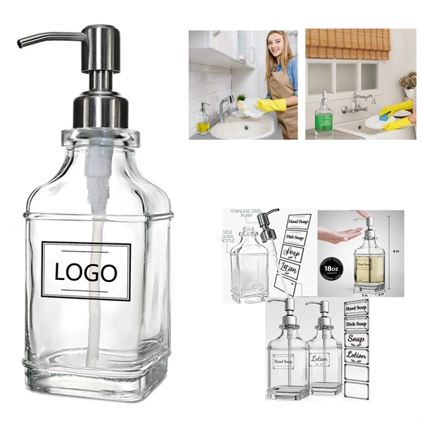 10Oz Glass Soap Dispenser With Stainless Steel Pump
