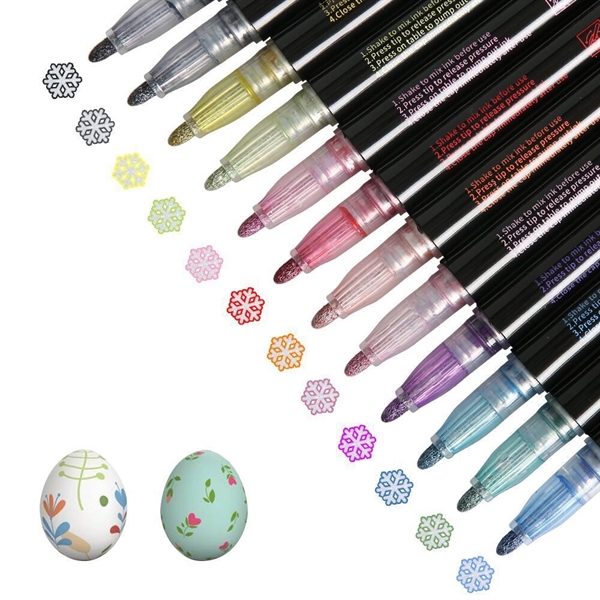 12 Colors Metallic Markers Double Line DIY Pen
