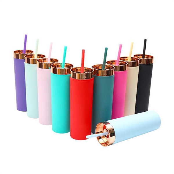 16 Oz. Reusable BPA Free Plastic Tumbler with Straw
