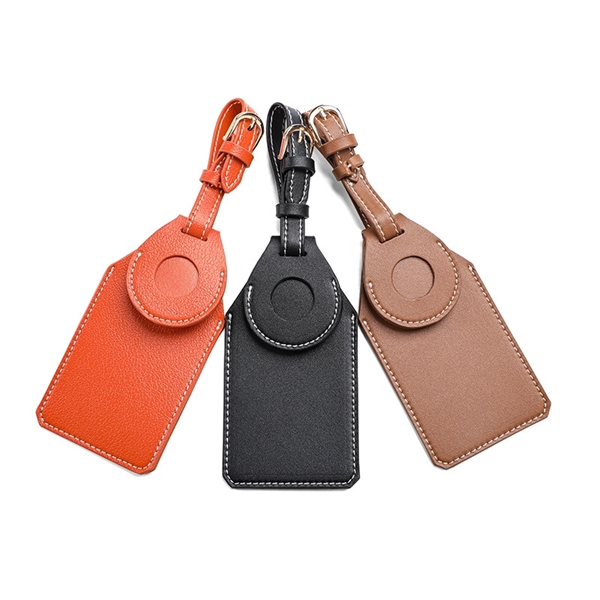 Leather Luggage Tag with Tracker Holder