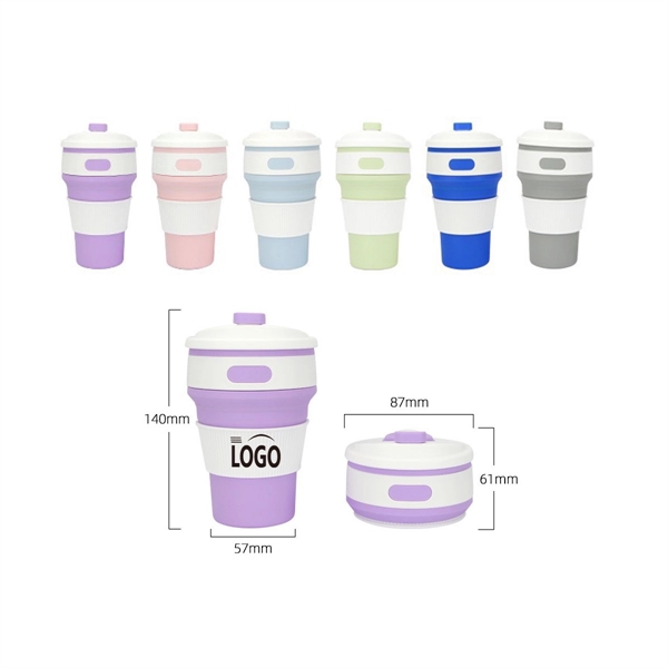 12 Oz Collapsible Silicone Travel Drinking Cups w/ Lid