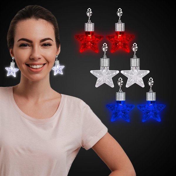 Patriotic Star LED Clip On Earrings
