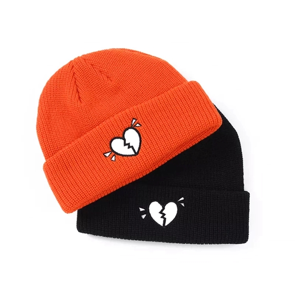 Cuffed Knitted Beanie With Direct Embroidery Logo