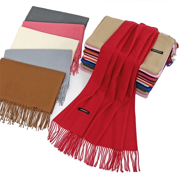 Solid Color Faux Cashmere Scarf Knit Shawls