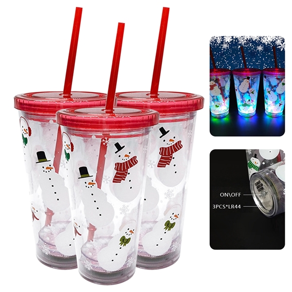 Led Light Up Travel Mug Tumbler With Straw