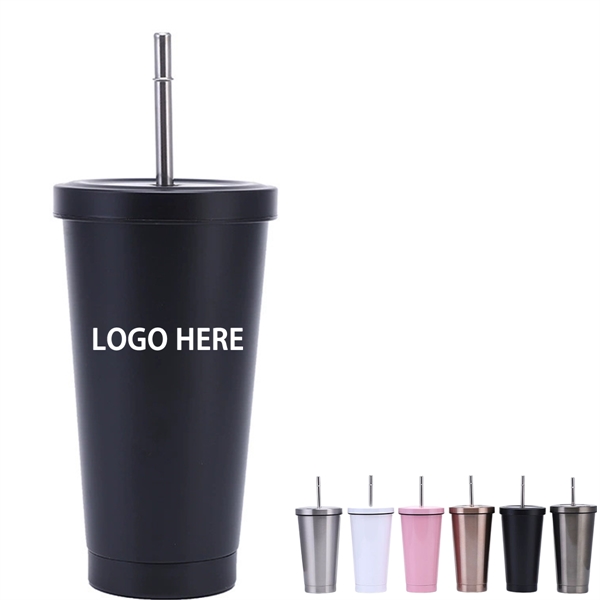 17 Oz. Double Wall Tumbler With Lid And Straw