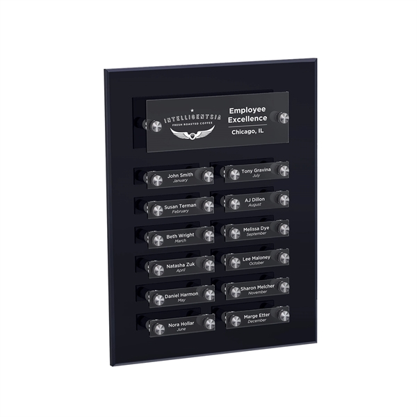 Black/Clear Acrylic Beveled Perpetual Plaque with Standoffs