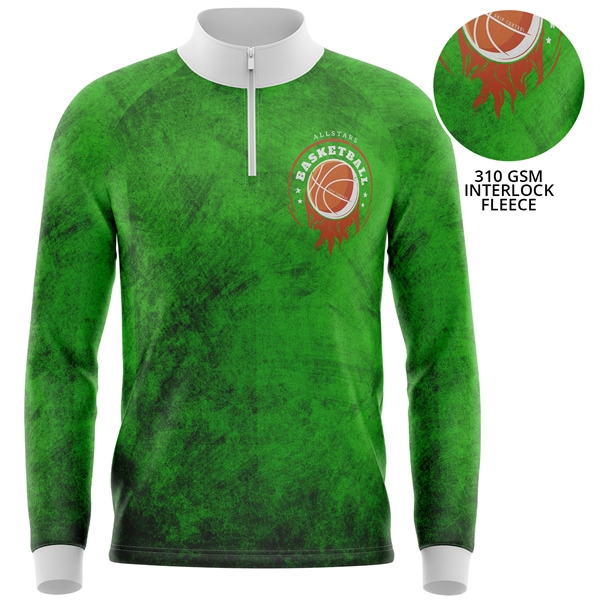 Unisex 310 GSM Fleece Sublimation Quarter Zipper Sweatshirt