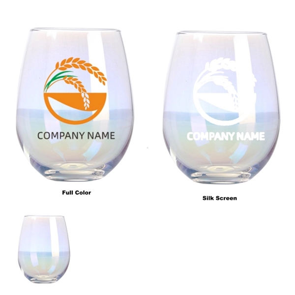 15 OZ. Rainbow Colored Red White Stemless Wine Glass Tumbler