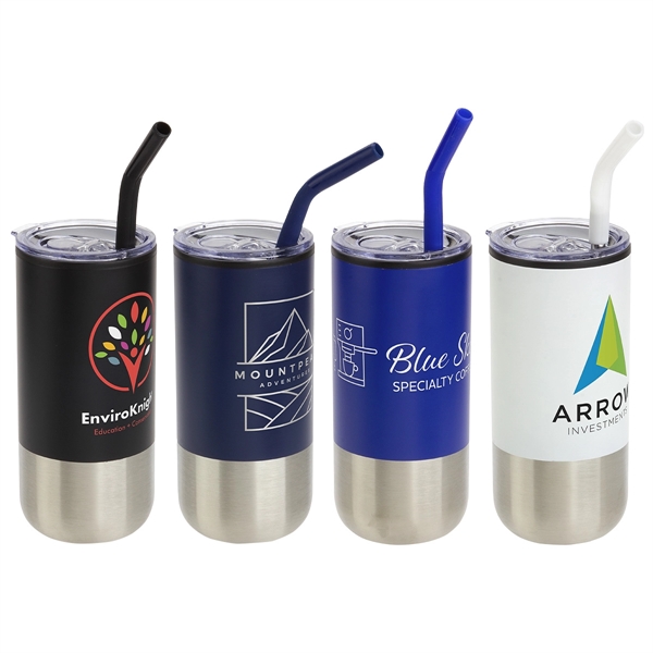 Oxford 16 oz Stainless Steel/Polypropylene Tumbler with Stra