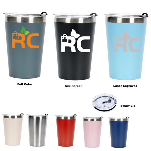 12 oz Powder Coated Vacuum Stainless Steel Coffee Tumbler