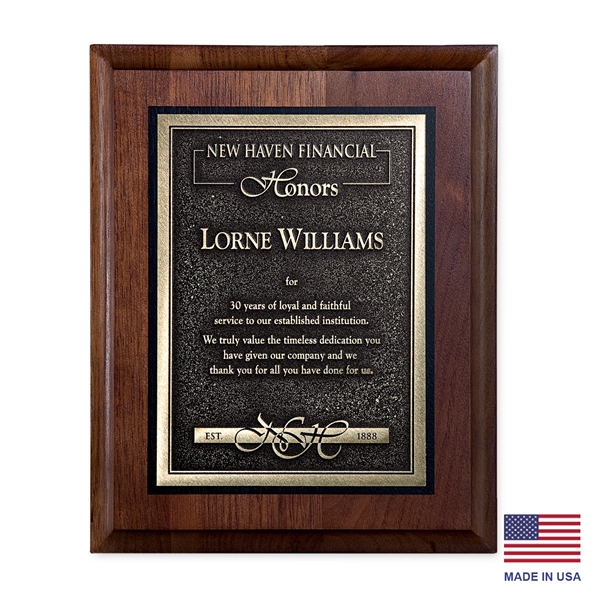 Arrival II Solid Walnut Plaque with Gold-Tone Plate