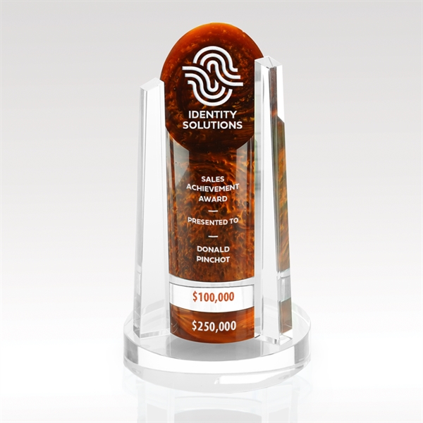 L.A. - Cylinder Resin and Crystal Award - Stackable Pucks