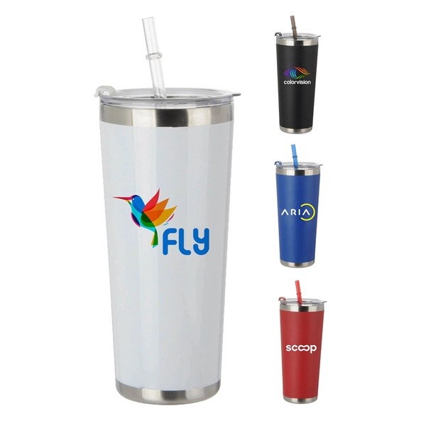 20 oz. Stainless Steel Tumbler with Straw