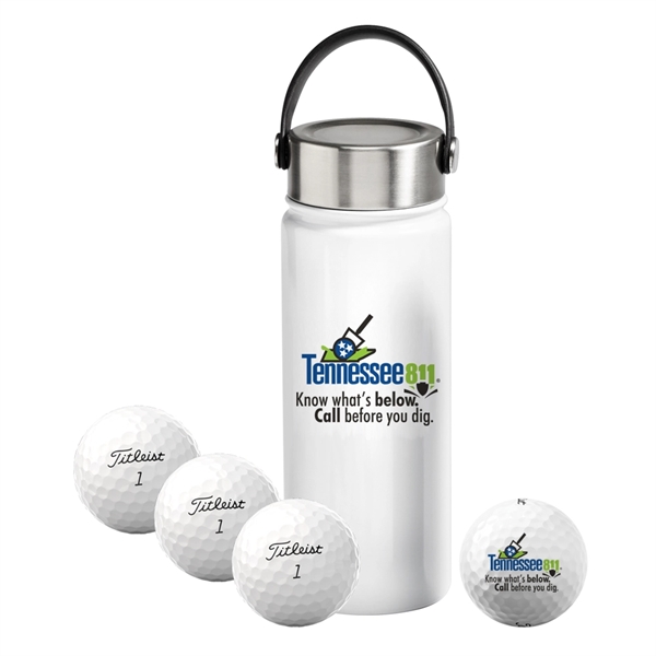 Titleist Custom Water Bottle With Four Pro V1 Golf Balls