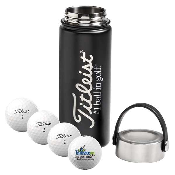 Titleist Water Bottle With Four Pro V1 Golf Balls