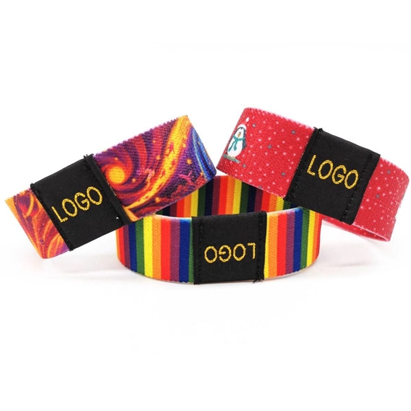 3/4" Sublimated Elastic Event Wristband w Customizable Woven